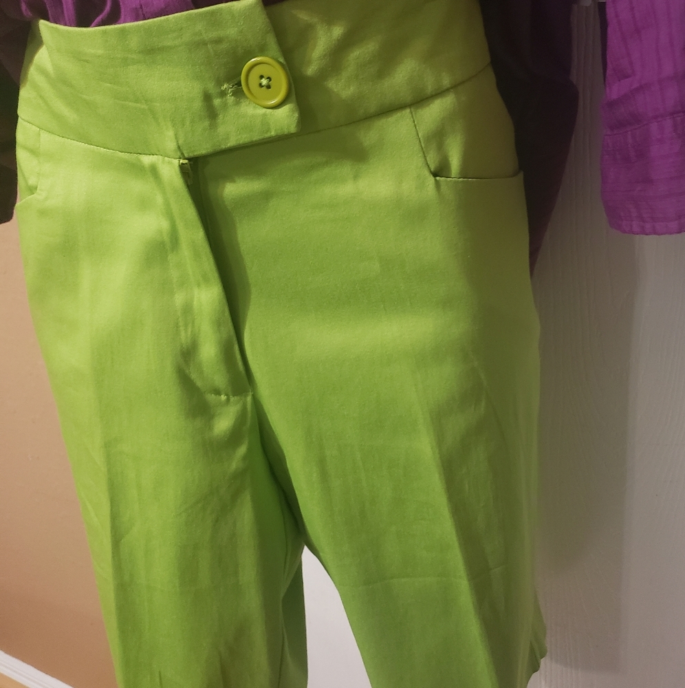 Ashley Stewart lime green capri shorts women's plus size 18